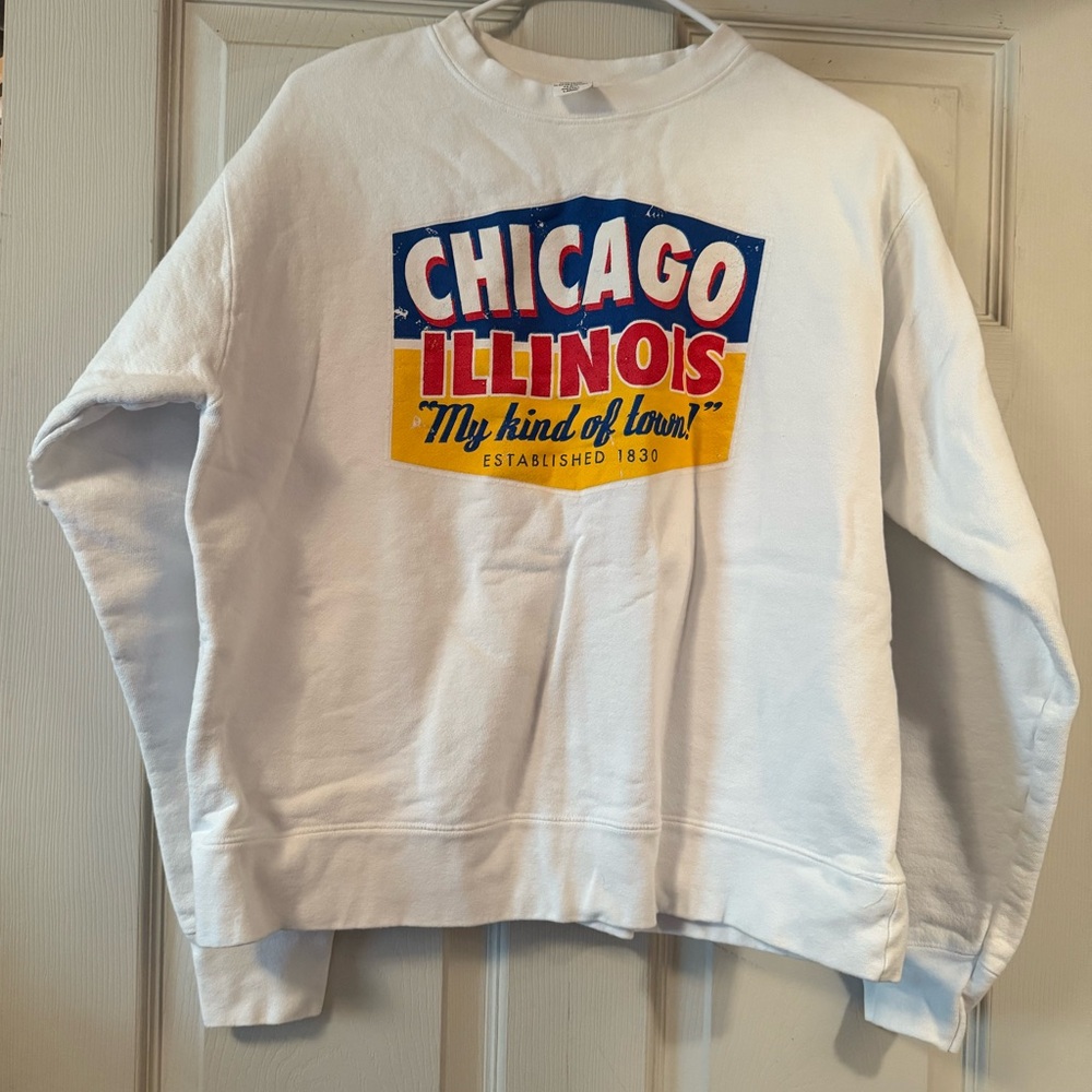 White Graphic Chicago Sweatshirt